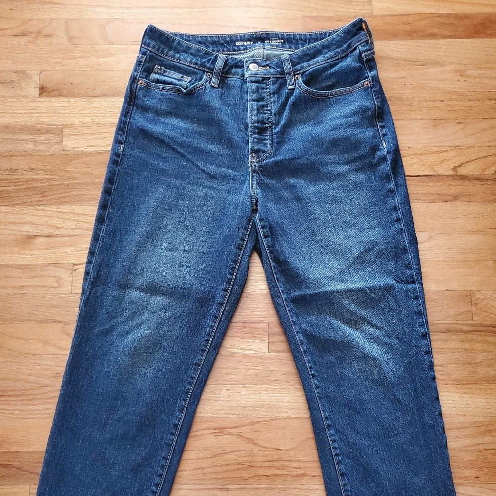 Womens High-rise Straight Leg Jeans